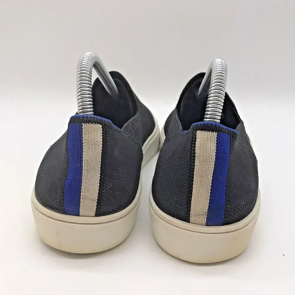 Rothy’s The Original Slip On Sneaker Womens 9.5 Black Blue Halo Removable Insole